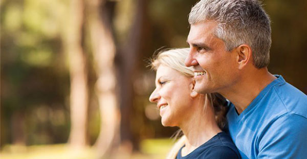 Older couple embracing each other
