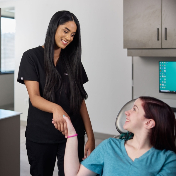 Dr. Stephie Stanley meeting with a patient