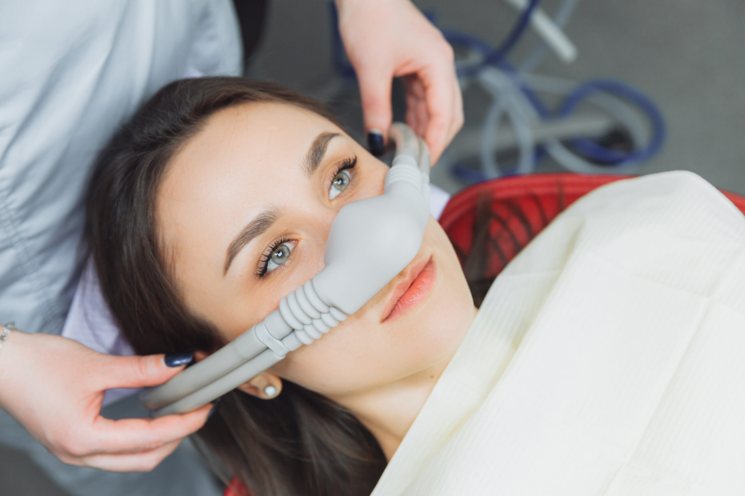 A patient undergoing sedation dentistry